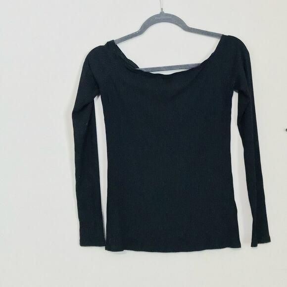 iJeans by Buffalo Womens Off  The Shoulder Long Sleeve Blouse Size Small Black - Picture 1 of 2
